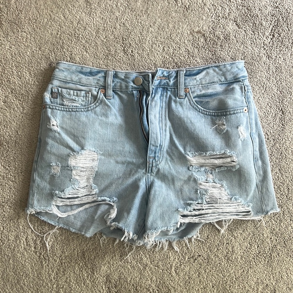 Light Wash Distressed Jean Shorts